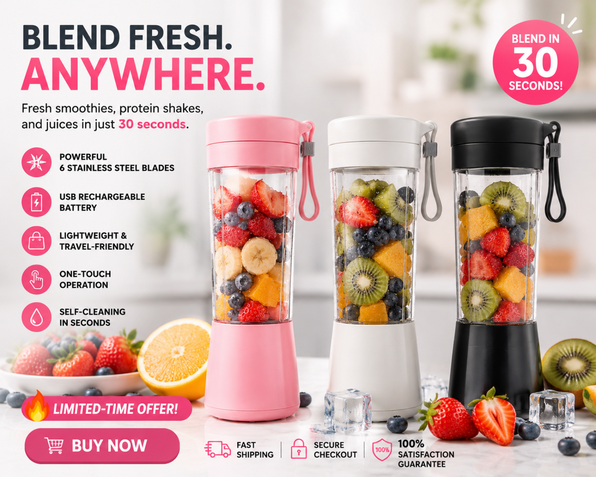 Portable Electric Juicer Cup with 6 Blades USB Mini Milkshake Blender Fresh Fruit Milk Mixing Tool for On-the-Go