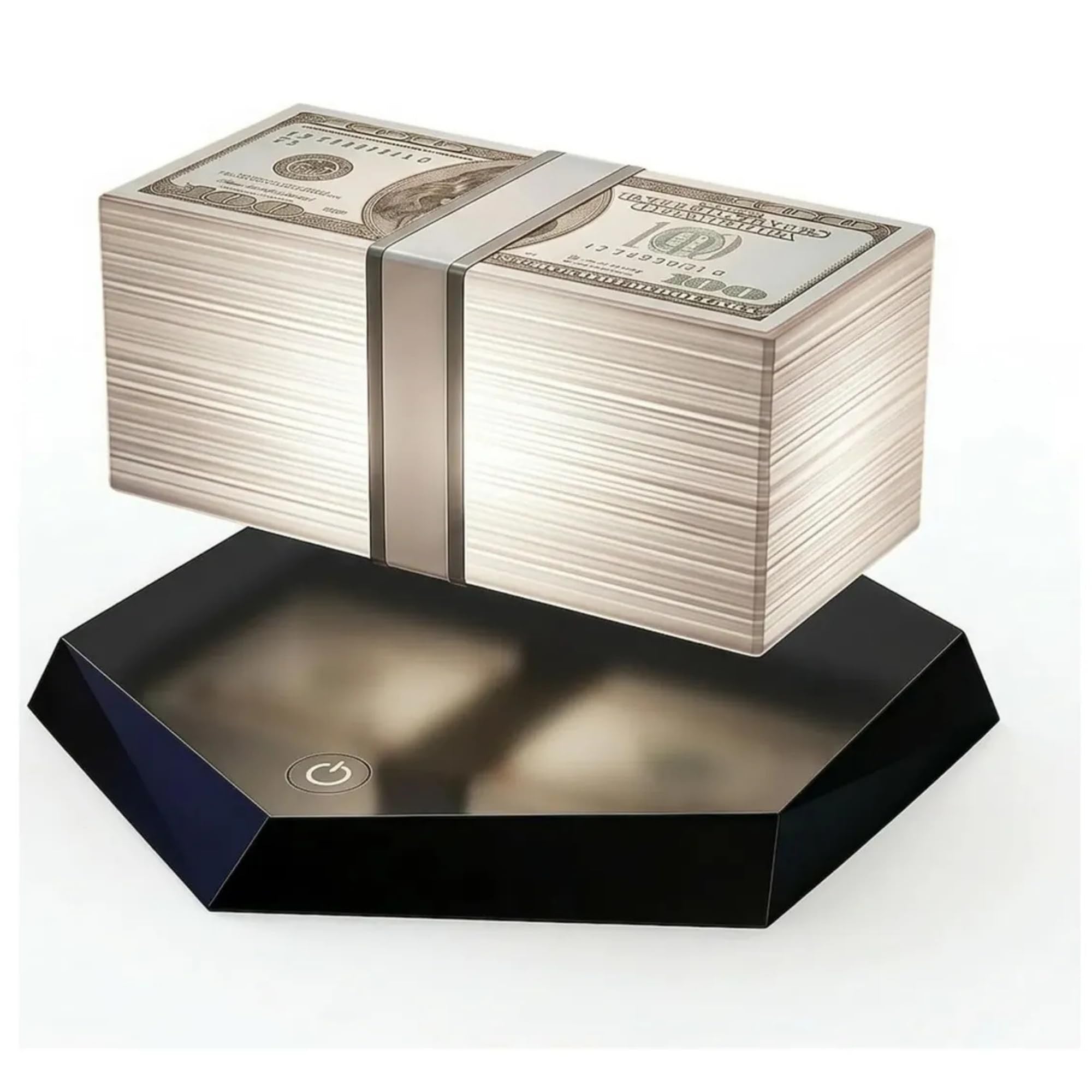 Magnetic Levitation Game Cash Lamp 360° Rotating Floating Money Stack with 3 Color Modes Touch Base, USB Powered Mini GTA Style