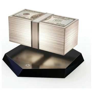 Magnetic Levitation Game Cash Lamp 360° Rotating Floating Money Stack with 3 Color Modes Touch Base, USB Powered Mini GTA Style