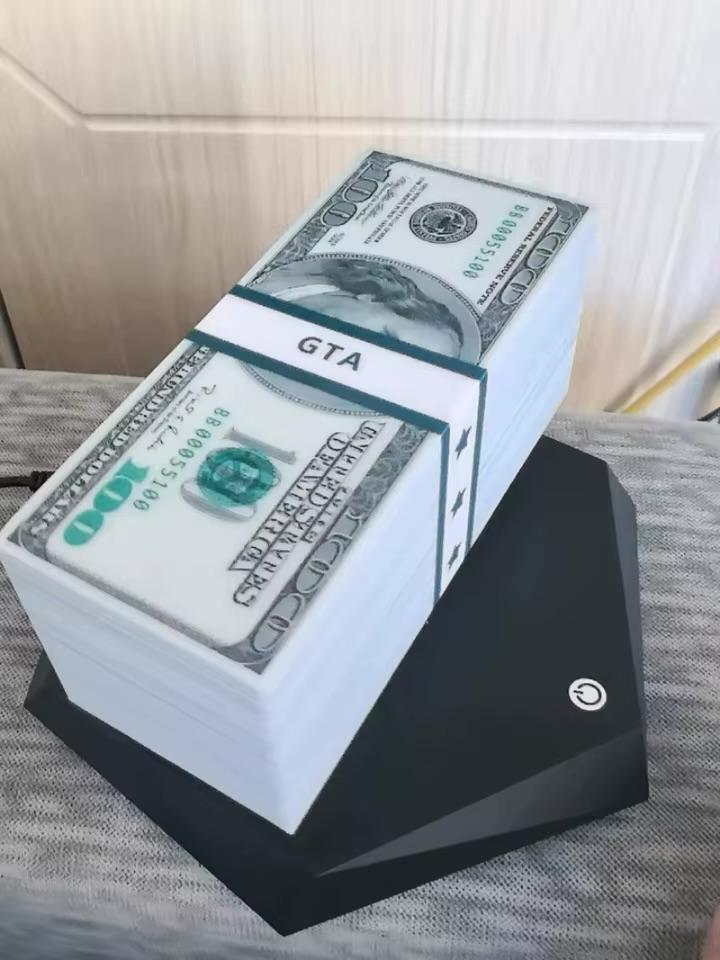 Magnetic Levitation Game Cash Lamp 360° Rotating Floating Money Stack with 3 Color Modes Touch Base, USB Powered Mini GTA Style